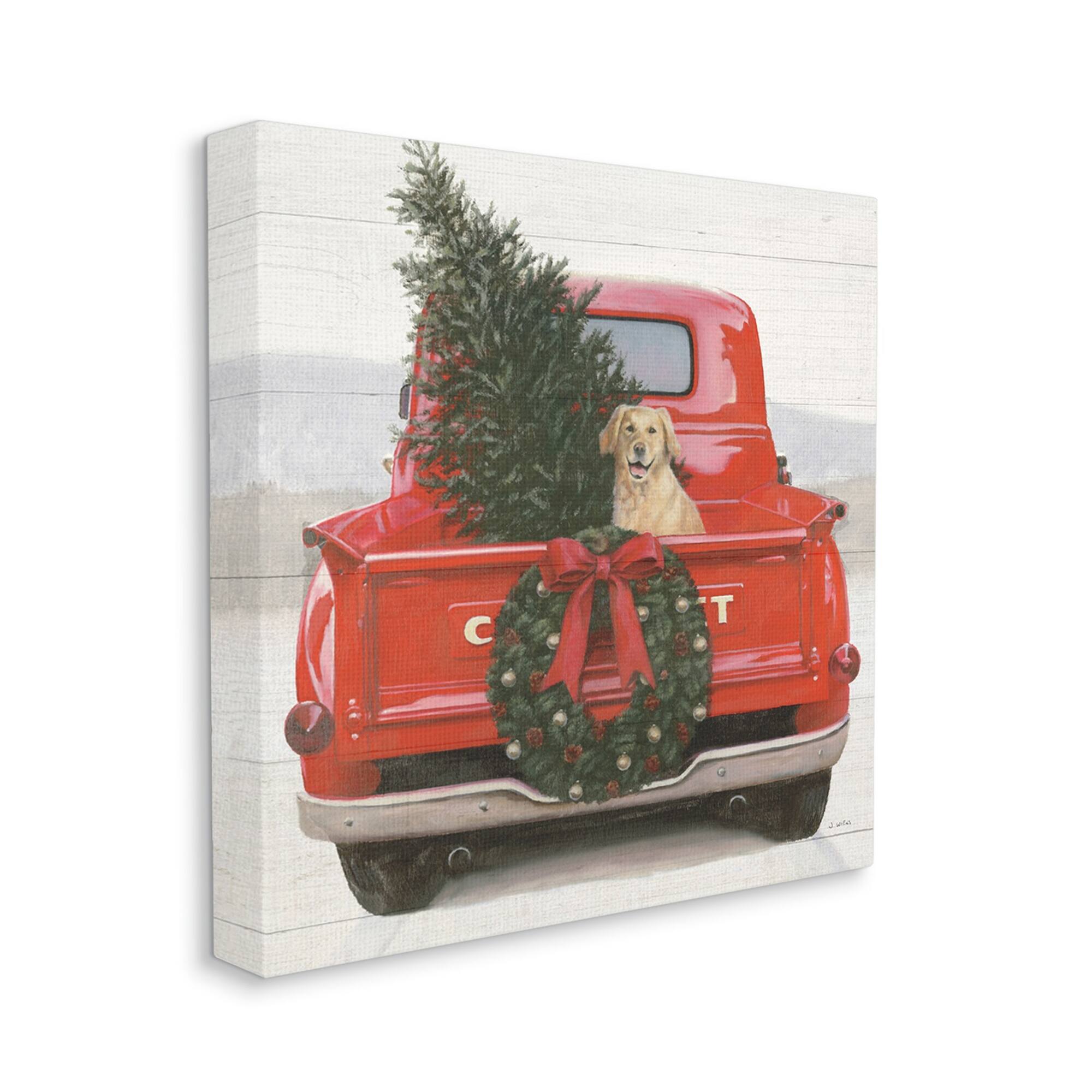 Stupell Industries Festive Dog in Truck Canvas Wall Art